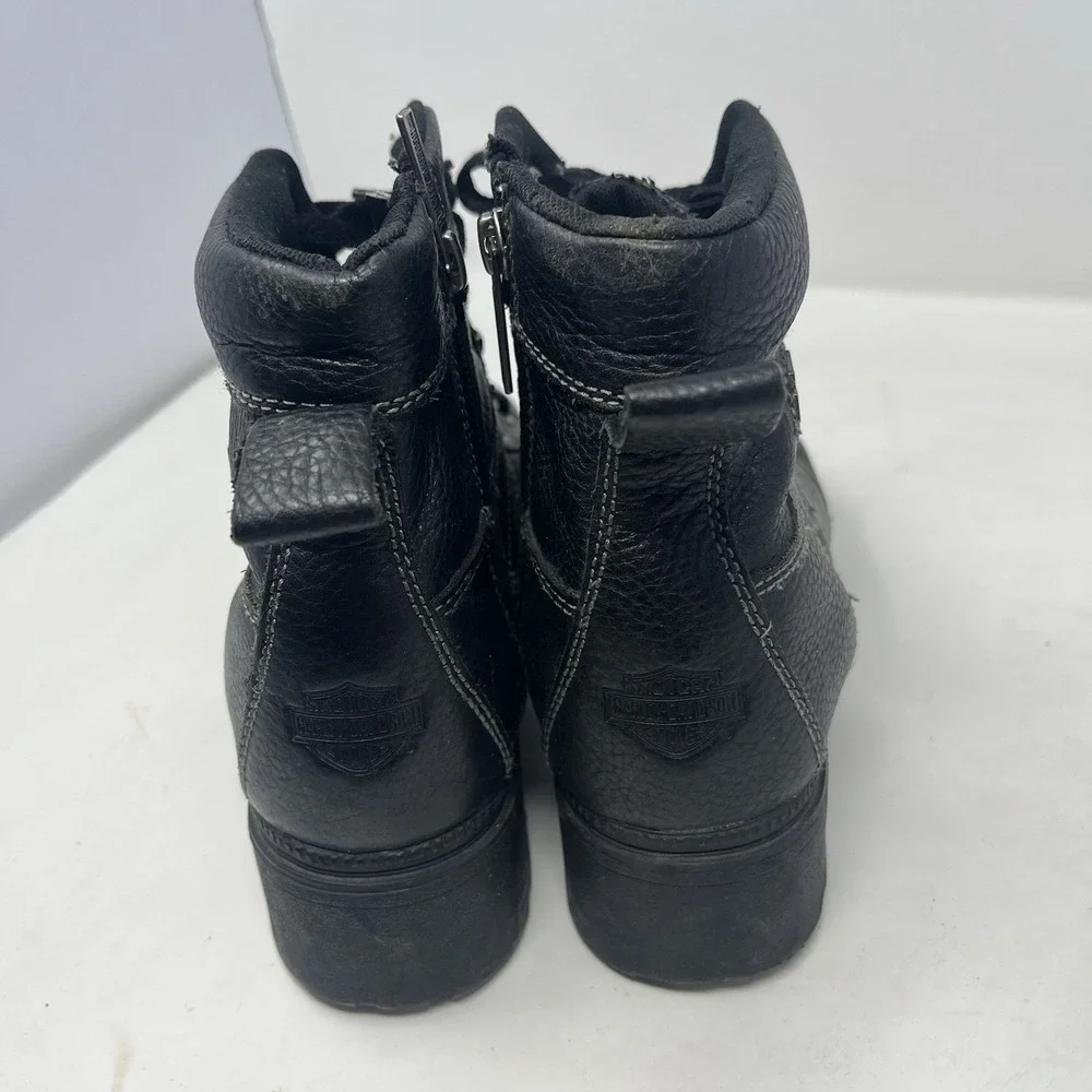 Harley-Davidson Tamia Lace Up/Side Zip Motorcycle Riding Boots Womans 8.5 Black